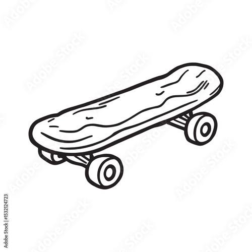 Minimalist skateboard vector drawing ideal for streetwear