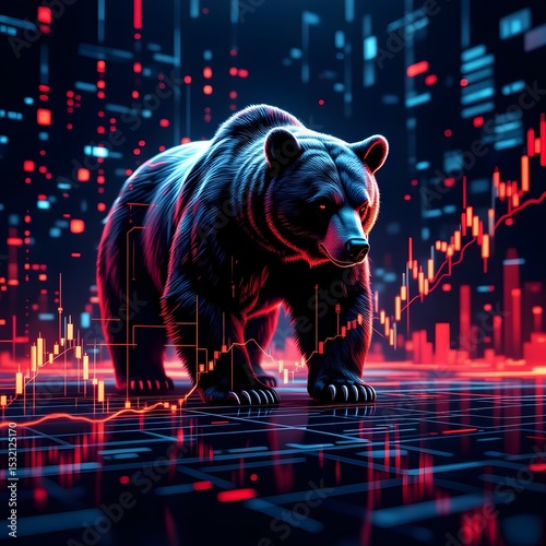 Bear Market Financial Graph Shows Stock Economy Trading Data Analysis, ai