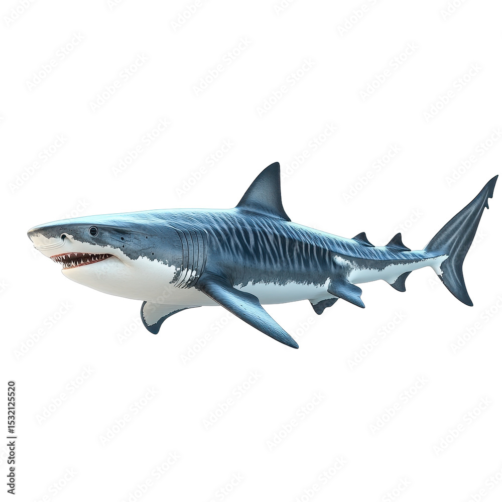 Obraz premium Tiger Shark isolated on transparent background.