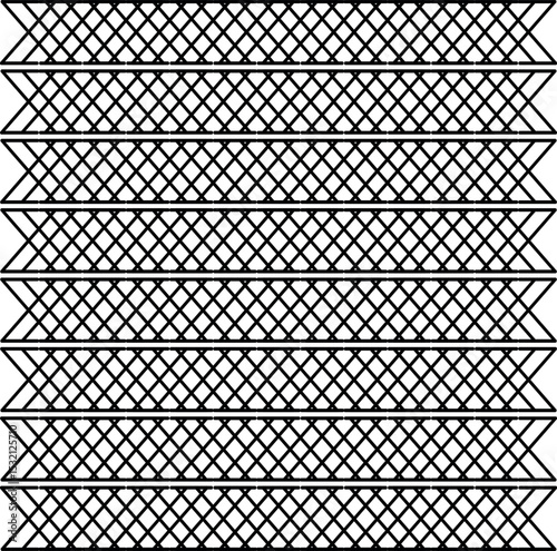 Horizontal wide mesh stripes are repeated to create texture.