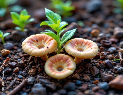 airborne chemicals disrupting symbiotic relationships between plants and fungi essential for nutrient uptake.