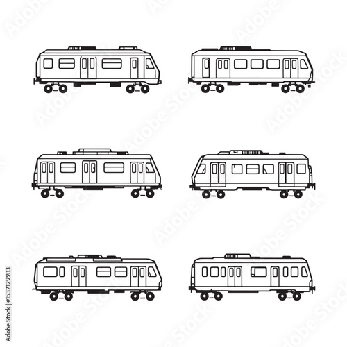 Modern metro transportation line art vector illustration