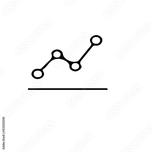 A simple line graph illustration with four data points and a horizontal axis on a white background plain