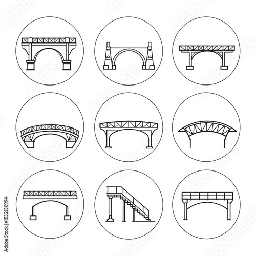 Modern pedestrian overpass urban line art