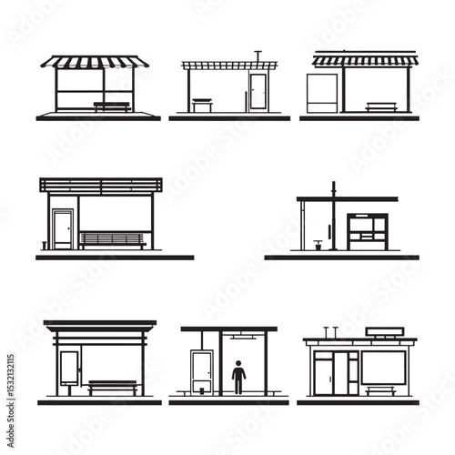 Modern transportation hub with bus and commuters