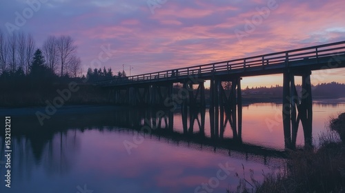 Wallpaper Mural Serene Sunset Bridge Reflection Torontodigital.ca