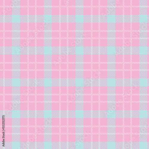 Seamless pink and turquoise plaid pattern design for fabric, wallpaper, and backgrounds
