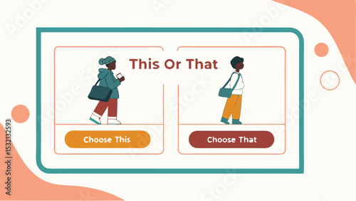 Comparison of two illustrated people with different styles and choices presented side by side in a frame