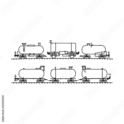 oil tanker train linear style drawing graphic concept
