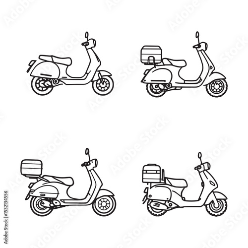 Outline illustration of classic scooter with modern design vector