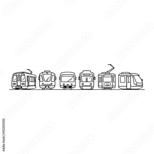 Public transit metro train vector line art design