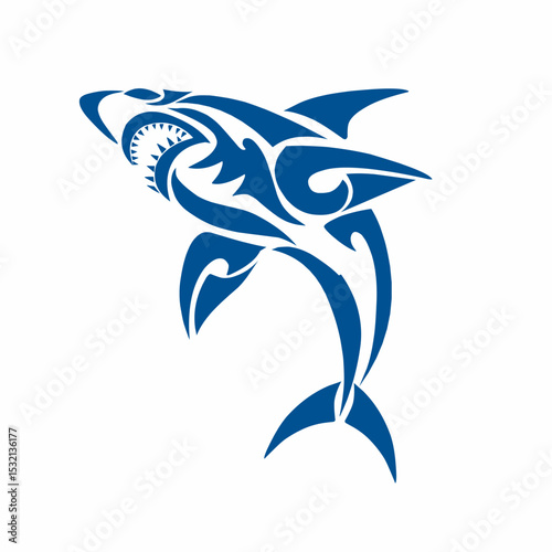 illustration design abstract tribal art tattoo shark, suitable for logo design and ornaments, elements