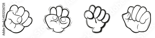 Cartoon Fist Hand Gestures Illustration Set. Communication and Expression Symbol Collection. Isolated Vector Illustration
