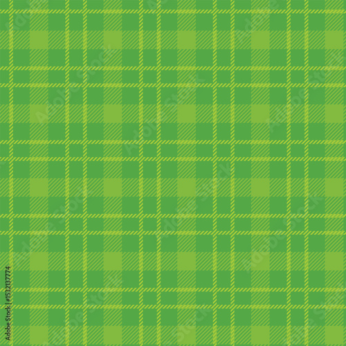 Seamless green plaid pattern, tartan checkered gingham design for fabric, wallpaper, and backgrounds
