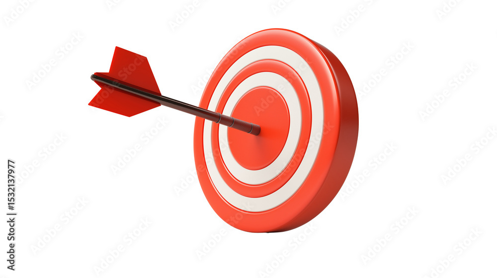 3D target with arrow in the center, marketing goal symbol, modern gloss, PNG 3D target with arrow in the center, marketing goal symbol, modern gloss, PNG