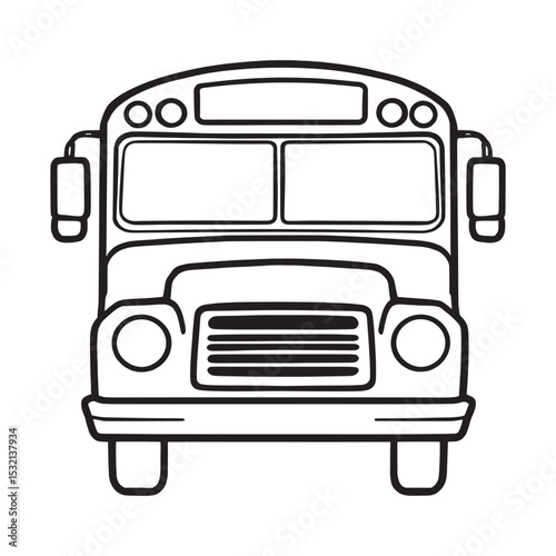 school bus black and white line art graphic