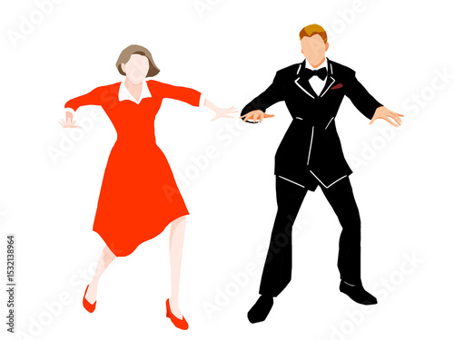 ダンスのポーズをキメる男女のペア