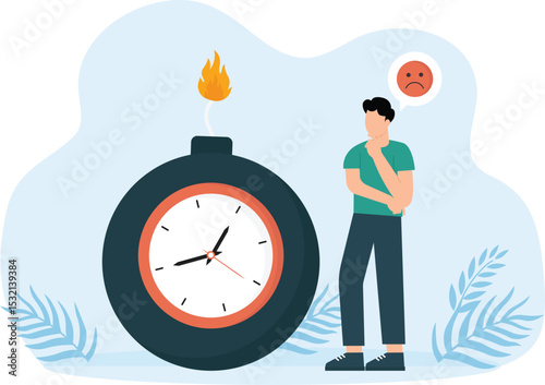 Business people running away from a time bomb about to explode 3d animation concept

