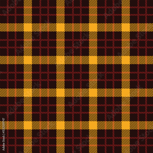 Seamless autumnal plaid pattern with brown and gold hues design for fabric, wallpaper, and backgrounds