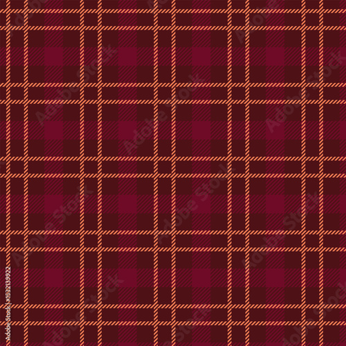 Seamless burgundy and orange plaid pattern, a classic tartan design for fabric, wallpaper, and backgrounds