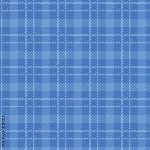 Seamless blue plaid pattern with light blue stripes design for fabric, wallpaper, and backgrounds