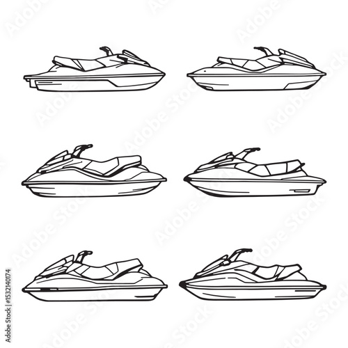 Simple Jet Ski Line Art Icon Vector Graphic