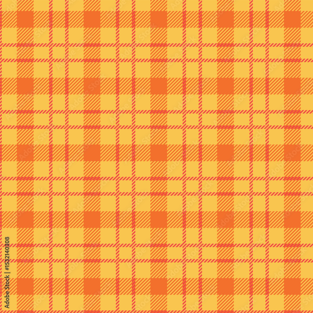 Seamless warm yellow and orange plaid pattern design for fabric, wallpaper, and backgrounds