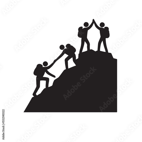 Wallpaper Mural Teamwork and Support on Mountain Climb to Achieve Shared Success Torontodigital.ca