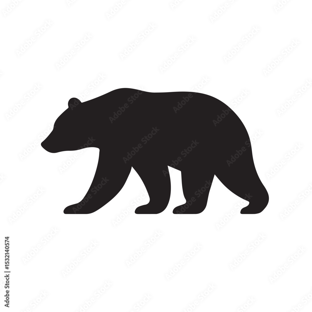 Fototapeta premium Silhouette of a Bear Walking with Strong Body and Legs