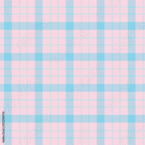 Seamless pastel pink and turquoise plaid pattern design for fabric, wallpaper, and backgrounds