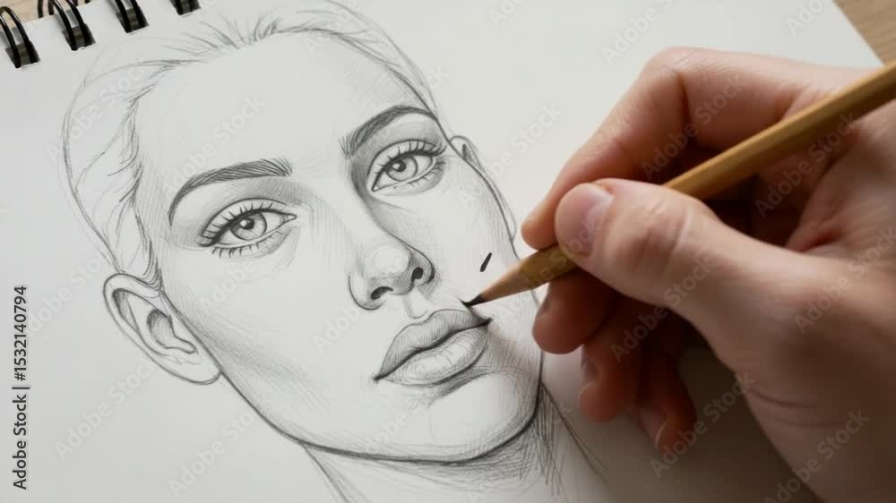 Detailed tutorial on drawing a realistic portrait face using simple sketching techniques