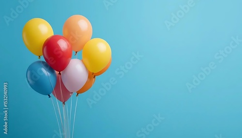 bunch of colorful balloons isolated on blue background