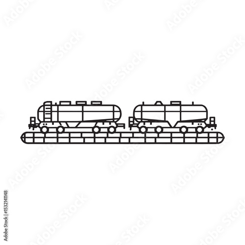simple line art oil tanker train transportation graphic