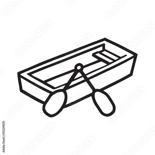 Simple Line Art Rowboat Illustration Design