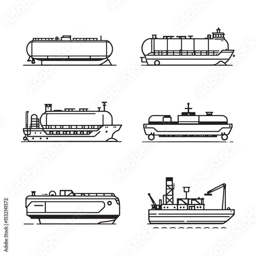 Simple linear vector oil tanker cargo ship artwork
