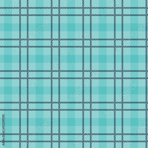 Seamless turquoise and navy plaid pattern, a classic tartan design for fabric, wallpaper, and backgrounds
