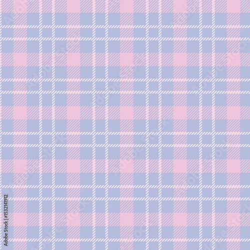 Seamless pastel plaid pattern with pink and lilac squares design for fabric, wallpaper, and backgrounds