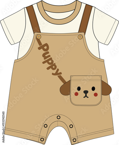 dungaree cute puppy print illustrations vector art