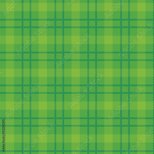 Seamless green plaid pattern with intersecting lines design for fabric, wallpaper, and backgrounds