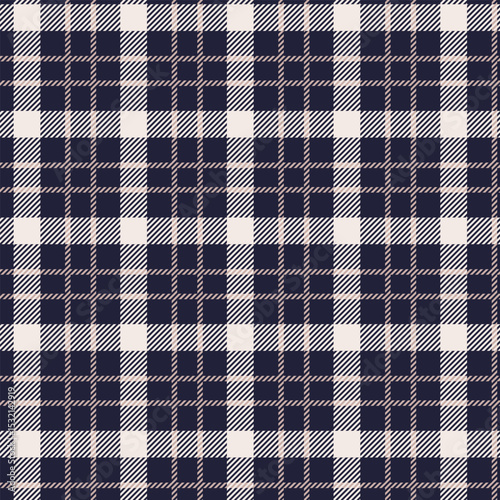 Seamless navy blue and beige tartan pattern design for fabric, wallpaper, and backgrounds