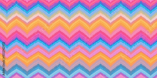 Colorful chevron zigzag pattern illustration for retro geometric textile design.