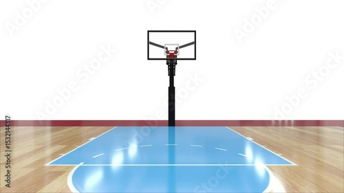 animation d'un terrain de basket jusqu'au point de lancé franc - rendu 3D