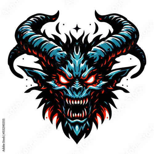 Ferocious Demon Head: Dark Fantasy Creature Illustration