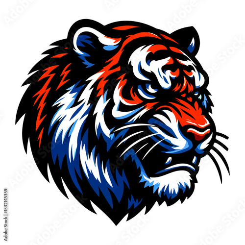 Majestic Tiger Head: A Fierce and Powerful Vector Illustration