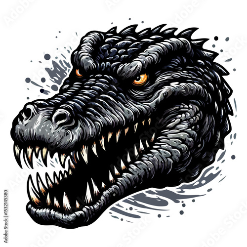 Ferocious Crocodile Head: A Close-Up Vector Illustration of a Powerful Predator