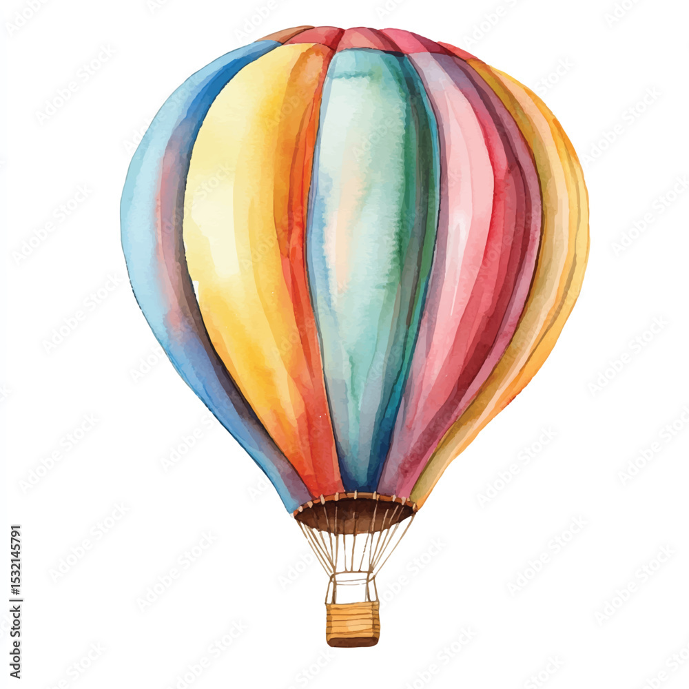 Fototapeta premium Watercolor Hot Air Balloon Illustration