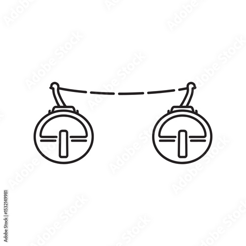 vector line art funicular railway vehicle on steep slope
