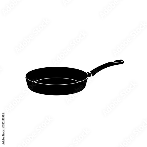 Classic Black Frying Pan Icon. A simple, solid black icon of a classic frying pan or skillet. Perfect for designs related to cooking, kitchens, restaurants, food preparation, and culinary themes