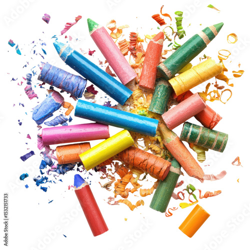 Wax Pastel Colorful crayons and spring on isolated transparent cutout PNG Background