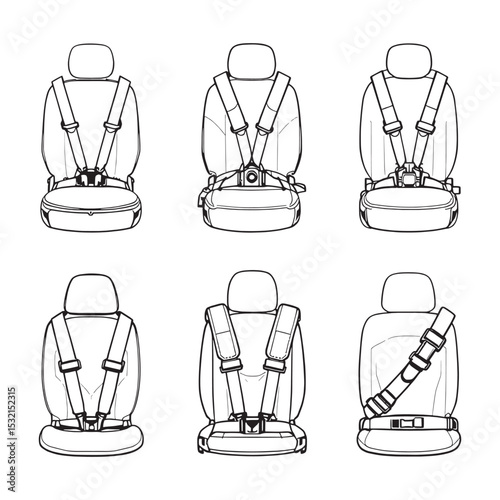 vehicle seatbelt safety harness linear style graphic